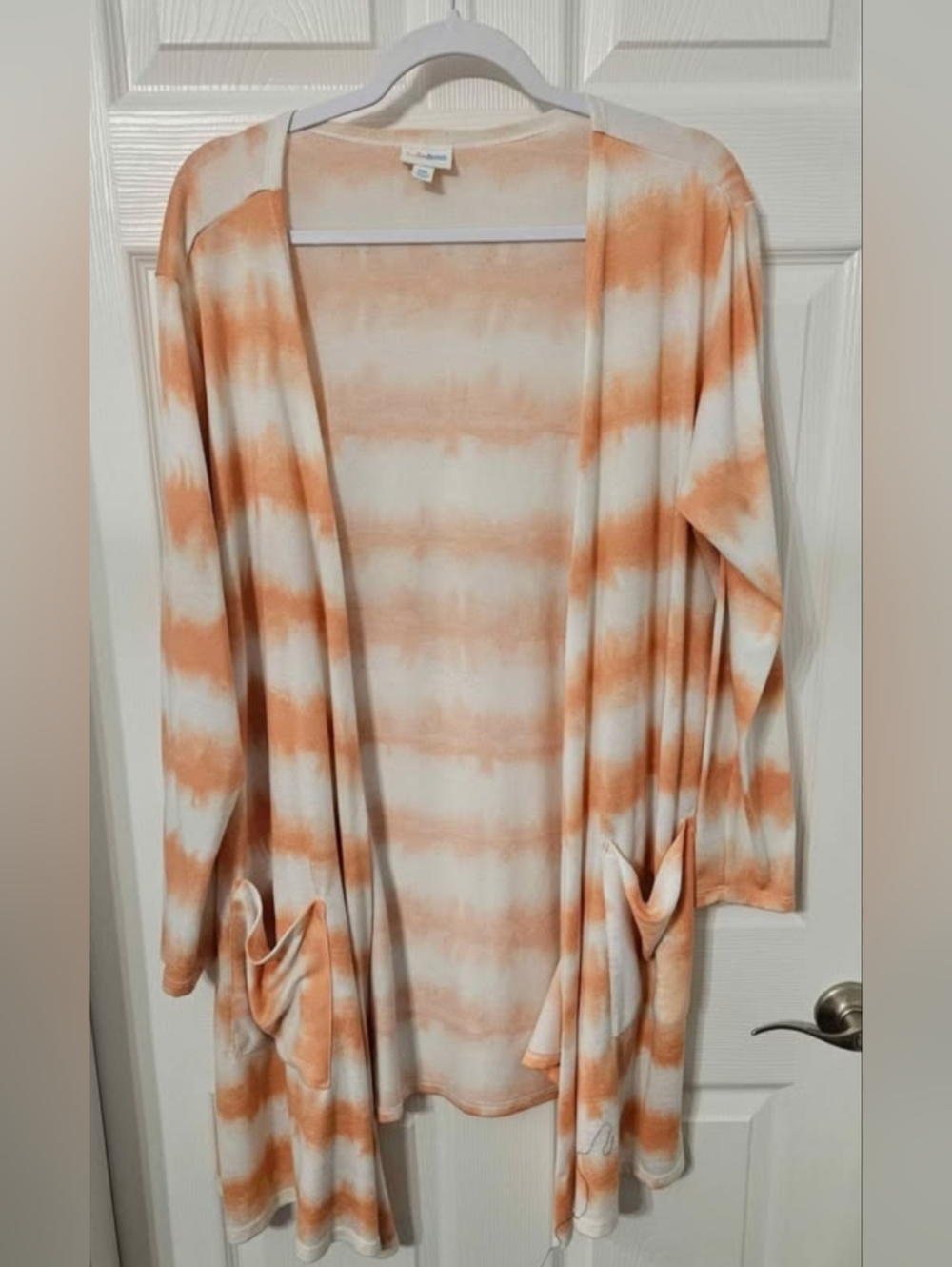 Lularoe Lightweight Peach Tie-Dye Open Duster Cardigan - Womens Sweater Size 2X